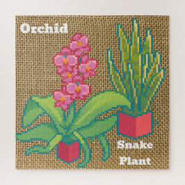 Puzzle Orchidée, plante serpent Pixelart, Pixel Art