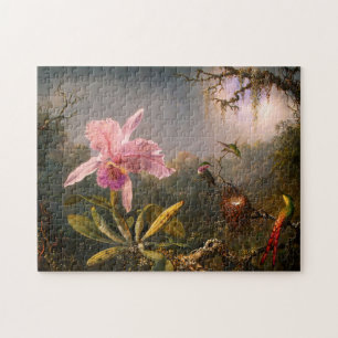Puzzle Orchidée rose et énigme des trois colibris