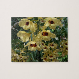 Puzzle Orchidées Jaunes et Maroon Élégant Floral