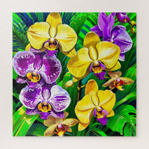 Puzzle Orchidées violettes et jaunes vives
