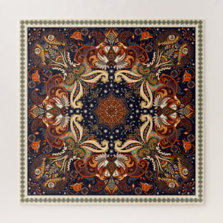 Puzzle Ornement carré châle floral : batik indien.