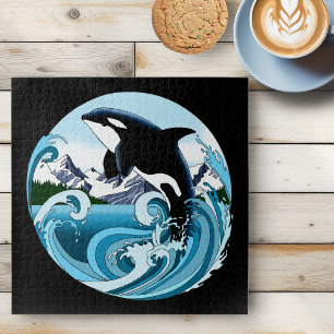 Puzzle Orque Majestueux Baleine Tueuse Vagues Bleues Océa