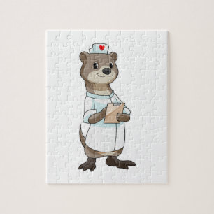 Puzzle Otter comme infirmière avec coeur