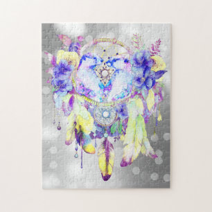 Puzzle Otter Dreamcatcher Blue Jaune Floral