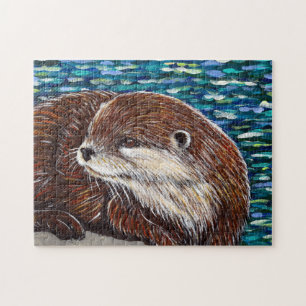 Puzzle Otter sur une peinture de roche