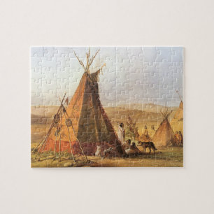 Puzzle Ouest d'Amérique vintage, Teepees on Plain par Bod