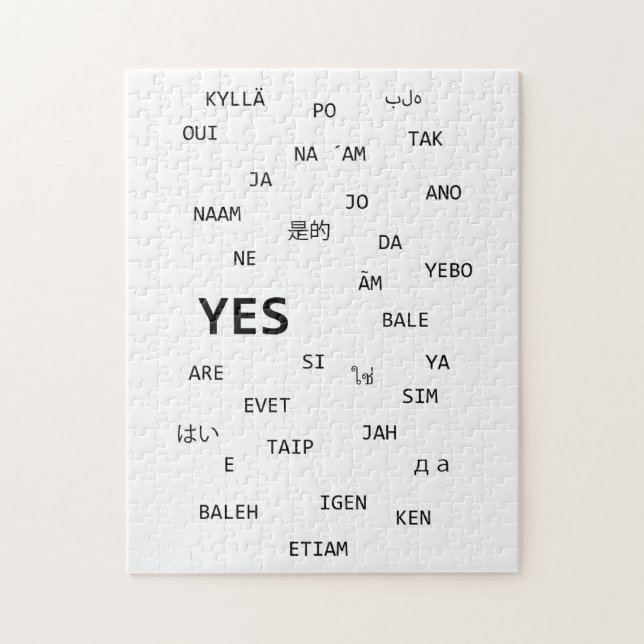 Puzzle " OUI " dans différentes langues (Vertical)