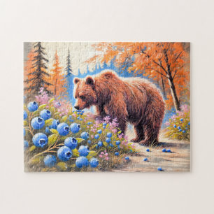 Puzzle Ours Brun avec Pastel de Myrtilles à la Craie
