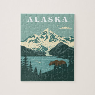 Puzzle Ours Brun Rétro de Voyage en Alaska