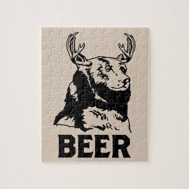 Puzzle Ours + Cerfs communs = bière (Vertical)