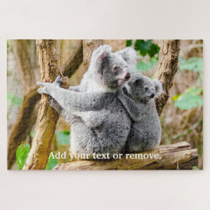 Puzzle Ours de koala cute et bébé assis sur l'eucalypse,