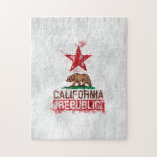 Puzzle Ours drapeau de Californie en style peint