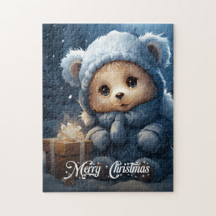Puzzle Ours en peluche mignon avec cadeau de Noël