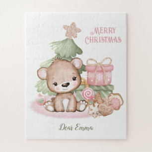 Puzzle Ours en peluche mignon Noël personnalisé