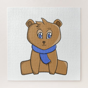 Puzzle Ours en peluche portant une écharpe bleue
