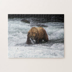Puzzle Ours Grizzly Alaska Pêche au Saumon Faune