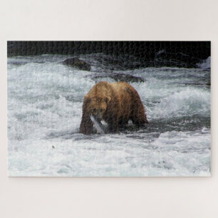 Puzzle Ours Grizzly Alaska Pêche au Saumon Faune