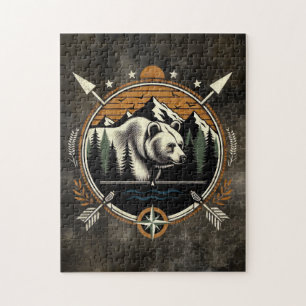 Puzzle Ours montagnard rustique et vintage pour l'extérie