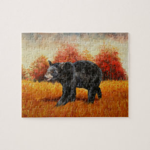 Puzzle Ours noir en forêt d'automne