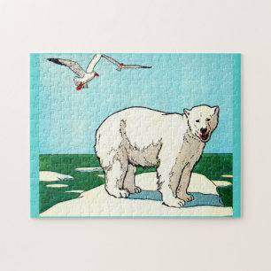 Puzzle ours polaire et mouettes