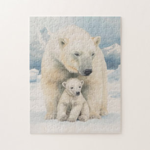 Puzzle Ours Polaire et Ourson Élégance Arctique