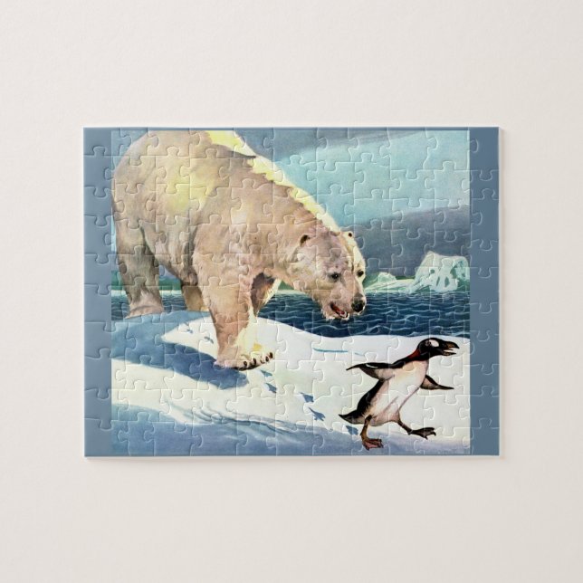 Puzzle Ours polaire et pingouin des années 1940 (Horizontal)