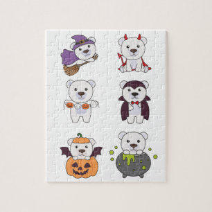Puzzle Ours polaire Halloween Witch Diable Citrouille Vam