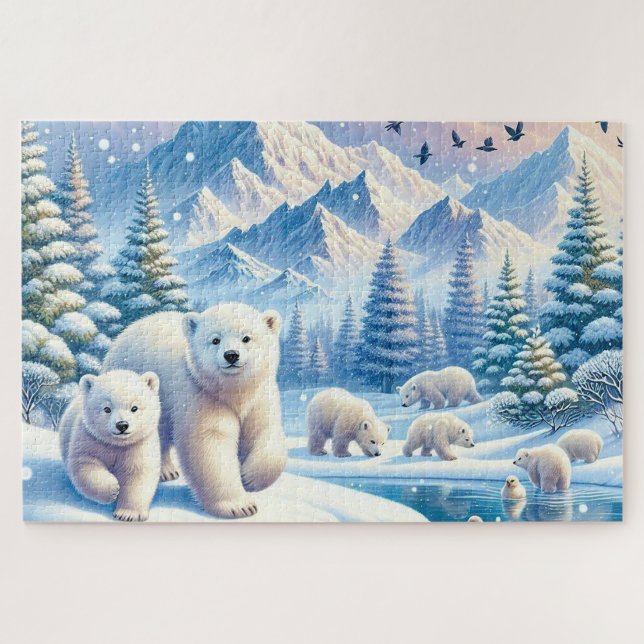 Puzzle Ours polaires et peinture hivernale neige (Horizontal)