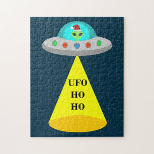 Puzzle OVNI de Noël Ho Ho Alien soucoupe volante