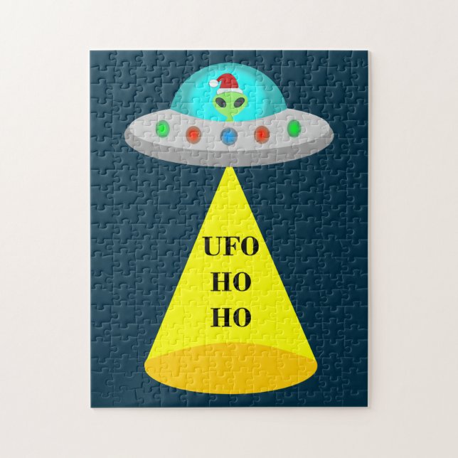 Puzzle OVNI de Noël Ho Ho Alien soucoupe volante (Vertical)