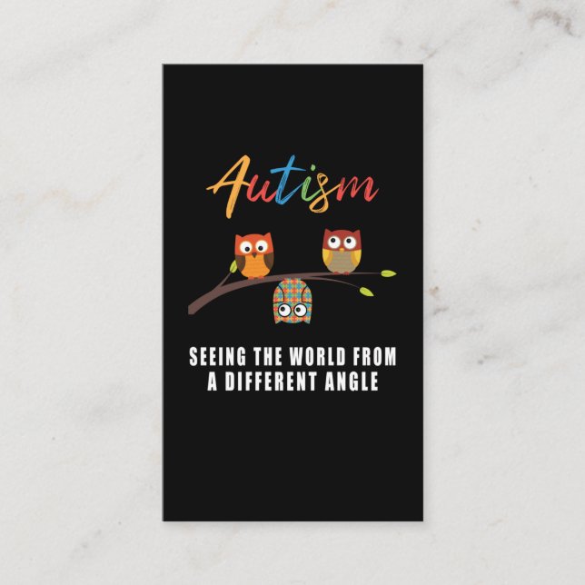 Puzzle Owl Autismus Bewusstsein Autistisches Kind Visitenkarte (Vorderseite)
