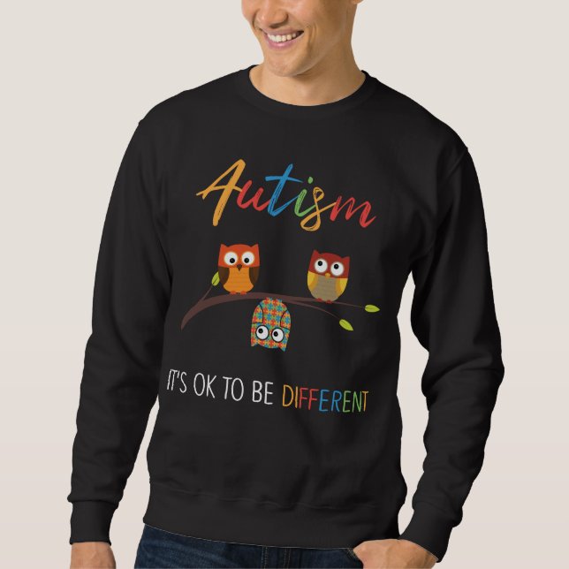 Puzzle Owl Niedlich Autismus Bewusstsein Autistisc Sweatshirt (Vorderseite)