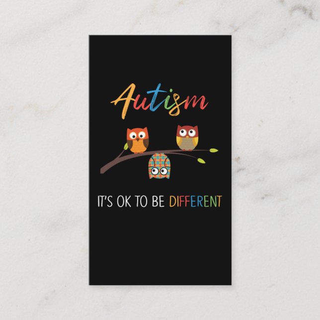 Puzzle Owl Niedlich Autismus Bewusstsein Autistisc Visitenkarte (Vorderseite)