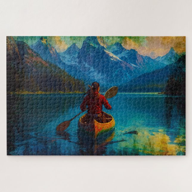 Puzzle Paddler et canot des Premières nations du Canada (Horizontal)