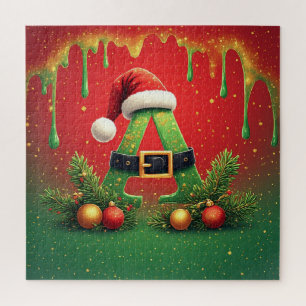 Puzzle Paillettes dorées A pour Noël en famille