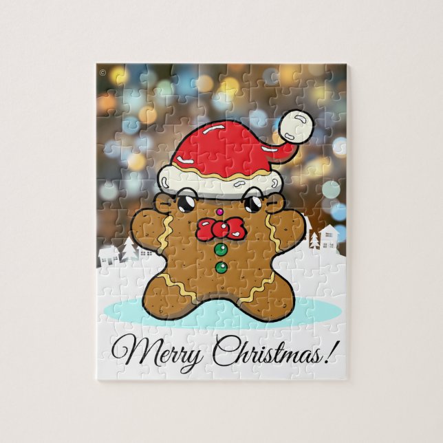 Puzzle Pain d'épices Homme Cartoon Noël Salutation (Vertical)