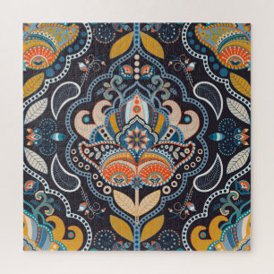 Puzzle Paisley Floral : Motif indien foncé