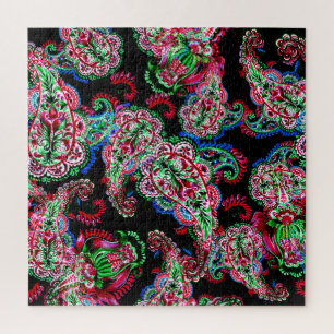 Puzzle Paisley Floral Pattern, Ethnic Arrière - plan.