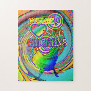 Puzzle Paix, amour et poulets