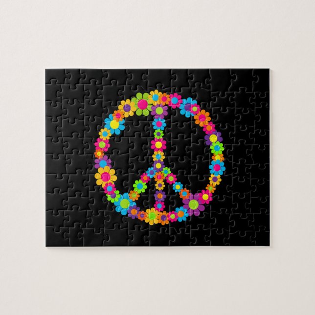 Puzzle Paix de l'énergie des fleurs de pop personnalisabl (Horizontal)
