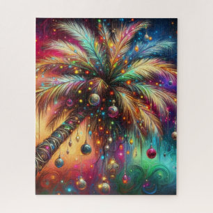 Puzzle Palmier de Noël Whimsical Tropical Beach Vivid