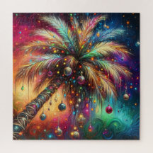 Palmier de Noël Whimsical Tropical Beach Vivid