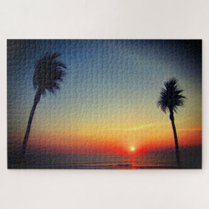 Puzzle palmiers à coucher de soleil