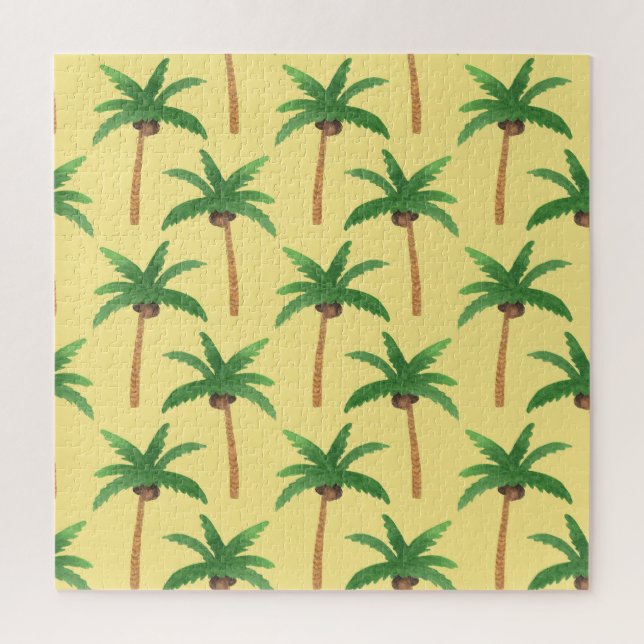 Puzzle Palmiers d'aquarelle, arrière - plan tropical. (Vertical)