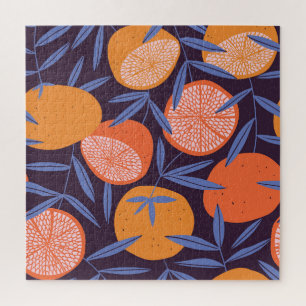 Puzzle Pamplemousse Vintage, Motif de fruits tropicaux.