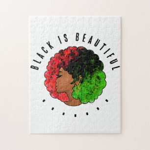 Puzzle Pan Africaine noire femme rouge vert orgueil afro