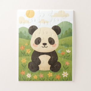 Puzzle Panda adorable dans une prairie de printemps - Pu