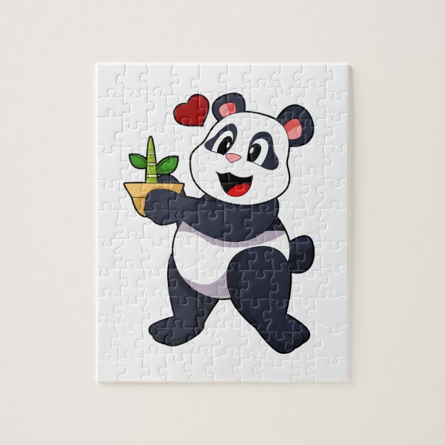 Puzzle Panda avec fleur de bambou (Vertical)