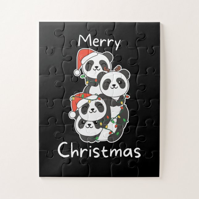 Puzzle Panda Christmas Tree Animaux de Noël Pandas (Vertical)