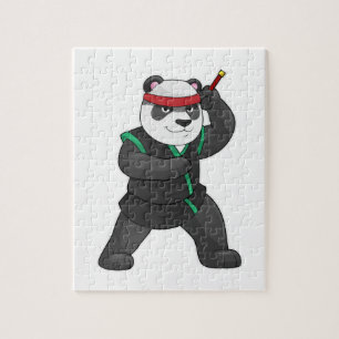 Puzzle Panda comme Ninja en costume